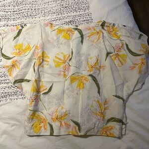 Zara Yellow and Green Boxy Short Sleeve Blouse
